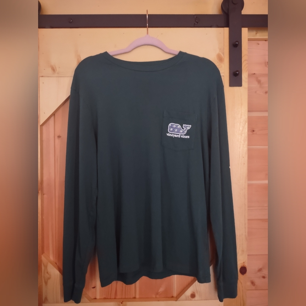 Vineyard Vines Men's Holiday Christmas Tree Woody Hunter Green Long Sleeve Sz M